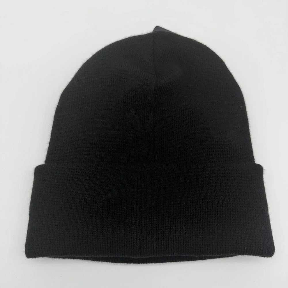 True Religion Crystal Horseshoe Beanie Black Ribbed Knit Acrylic OSFA